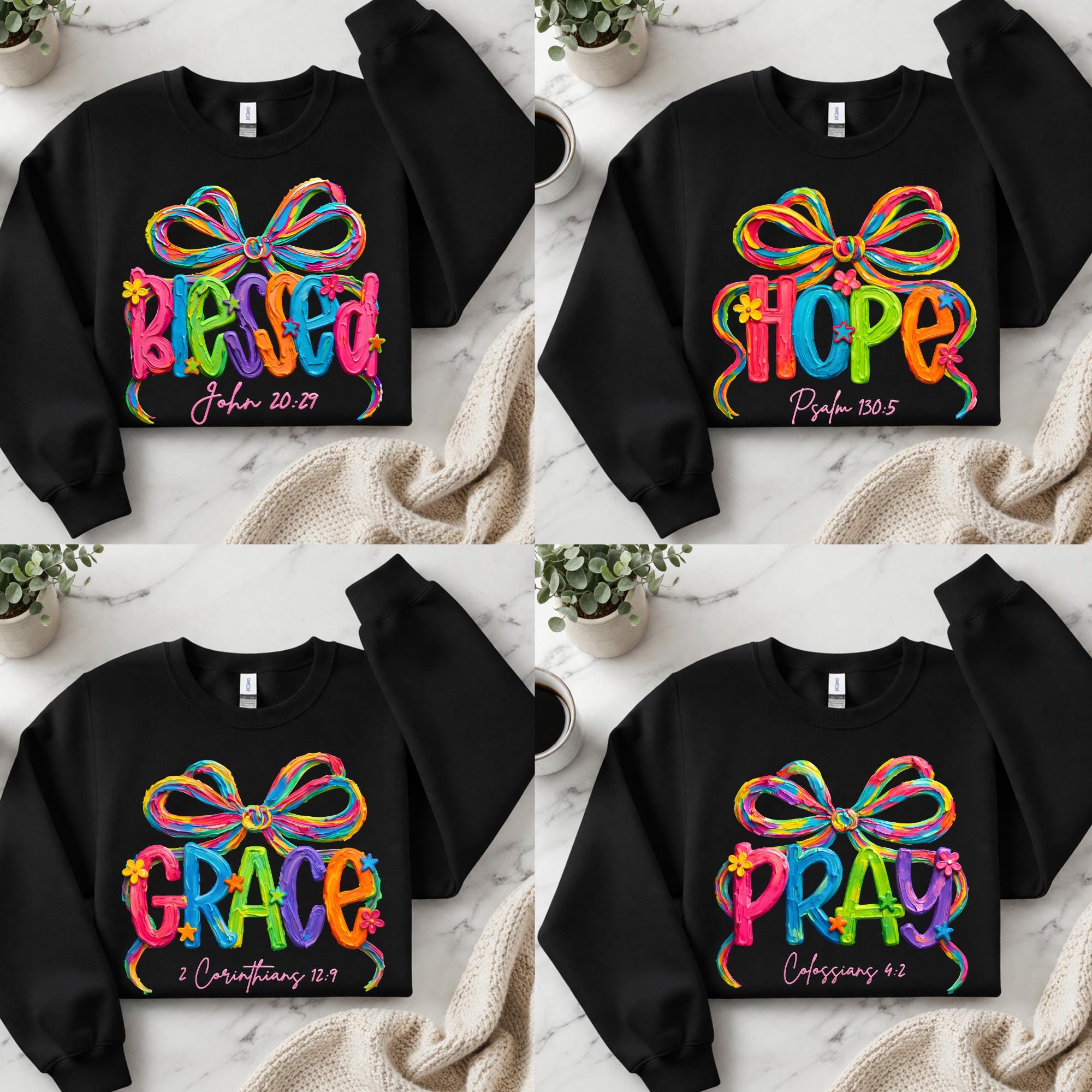 Colorful Christian PNG Bundle, Grace Pray Believe Hope Brushstroke Png ...