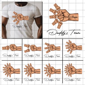 Conjunto personalizado de 1 a 10 manos para papá e hijo, choque de puños (PNG), bebé, niño, papá, choque de puños, regalo para abuelo, equipo de papá (PNG), Día del Padre (PNG)
