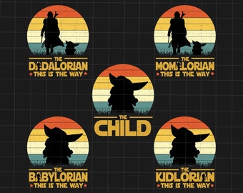 Bundle The Dadalorian This Is The Way Png, Momalorian, The Child Png, Dadalorian And Son Png, Pierwszy Dzień Ojca, Koszulka rodzinna dopasowująca