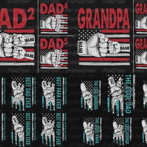 Personalized Best Dad Ever Png, Fist Bump Set Png, Dad Hand Fist Bump Png, America Flag Design, Happy Father's Day, Sublimation File image 2