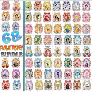 Bundle 68+ Cartoon PNG Clipart, Prinzessin Coquette Bow Digitales Papier, lustige Cartoon-Freunde Sublimation, Familienreise Png, magische Spiegel Schleife