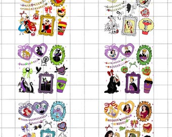 Arco de espejo mágico de dibujos animados (PPT), princesa villana coqueta, camiseta de viaje familiar 2025, viaje de chicas (PPT), arco de villana coqueta de acuarela (PPT)