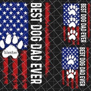 Meilleur papa chien de tous les temps Png, papa chien Png, fête des pères empreinte de patte Png, drapeau USA en détresse Png, cadeau pour papa chien, papa, amoureux des chiens