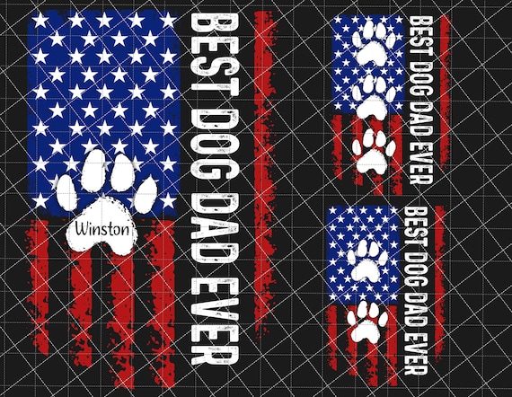 Best Dog Dad Ever Png, Dog Dad Png, Father's Day Paw Print Png, USA Distressed Flag Png, Gift For Dog Dad, Papa, Dog Lover