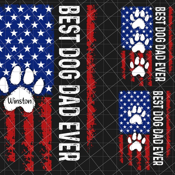 Best Dog Dad Ever Png, Dog Dad Png, Father's Day Paw Print Png, USA Distressed Flag Png, Gift For Dog Dad, Papa, Dog Lover