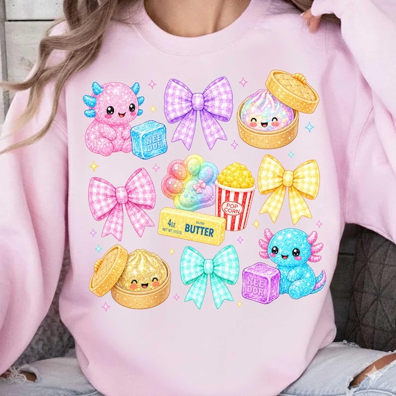 Cute Just a Girl Who Loves Squishies PNG, Kawaii Squishy Dumpling Design, Pastel Kawaii Axolotl Dumpling Bow Popcorn Butter,Digital Download