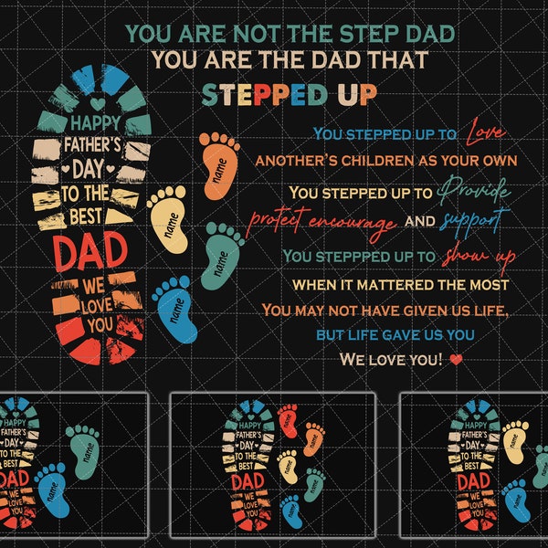 Personalized Happy Father's Day To The Best Dad We Love You Png, To My Stepped Up Dad Png, Dad Kid Footprints, Father's Day Png,Gift For Dad