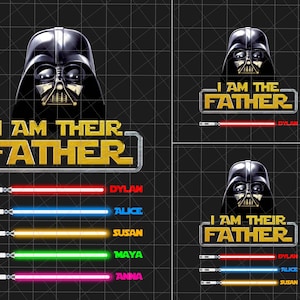 Gepersonaliseerd I Am Their Father png, aangepaste kindernaam png, lichtsabels voor papa, Happy Father's Day, Funny Dad Life png, sublimatiebestand