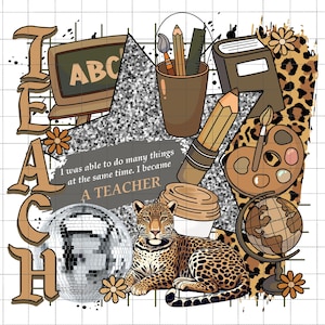 Clipart insegnante leopardo png, matita insegnante preppy png, vita insegnante png, insegnare amore ispirare, civettuola ritorno a scuola, sublimazione insegnante