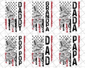 Personalized Bundle Grandpa Png, Pop Pop, Dad, Dada, Papa, Daddy Png, Baby Kid Hand, Fist Bump Dad Png, Father's Day, America Flag Png