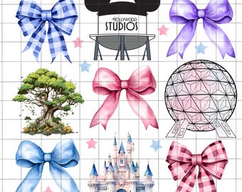 Coquette Bows Family Trip 2026 Png, Pink Bow Design, Magical Kingdom, Animal Kingdom, Magical Castle Png, Family Vacation Png, Vacay Mode