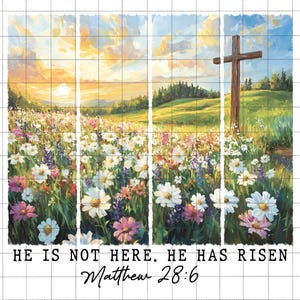 Lui è risorto Png Wildflower Png, Pasqua Cristiana Gesù, Gesù Religioso Png Estetica Boho Png, Primavera Pasqua Sublimazione Disegno Pennellata