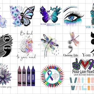Bundle 15 Suicide Awareness Png, Semicolon Suicidal Prevention Png, Ribbon Suicide Depression Png, Prevention Suicide Awareness Png