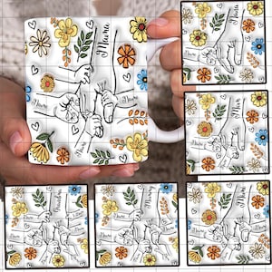 Benutzerdefinierte bis zu 6 Kinder. Du hältst unsere Hände und auch unsere Herzen. 3D-Tasse mit aufgeblasenem Effekt