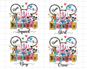 Bundle Birthday Crew Png, Custom Name Birthday 2025 Png, Magical Kingdom, Mouse And Friends, Family Vacation, Vacay Mode Png, Birthday Boy