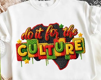 Yarn Faux Do it for the Culture Png, Latch Hook Yarn Crochet Black History Month PNG, Juneteenth Png, Black People, Knitted Culture Digital