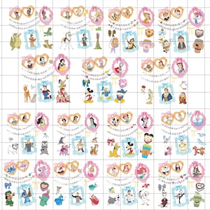 Paquete de más de 15 coquetas de castillo de acuarela, lazos de princesa, reino mágico de dibujos animados, lazo de espejo mágico, viaje familiar 2025 (en formato PNG)
