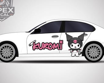 Kuromi-autowrap, aangepaste auto zijsticker, Kuromi-sticker voor voertuig, leuke auto vinyl wrap in anime-stijl