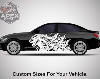 Godzilla-autosticker, Kaiju-vinylsticker voor auto's, Japanse afbeelding zijdeur monster, JDM-kleurstelling, autowrap monster