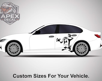 2 x Tasmaanse duivel autosticker, Taz cartoon vinyl sticker voor auto's, JDM afbeelding zijdeur, Looney Tunes auto wrap, grappig monster voertuig sticker