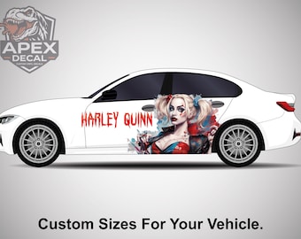 Autosticker Harley Quinn: op superheld schurk geïnspireerde vinylfolie