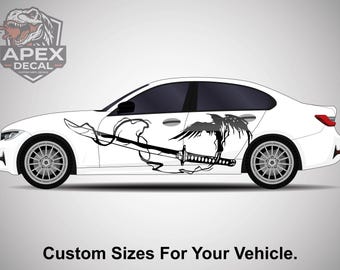 Sticker Japans paar - vinyl grafisch samurai paar sticker, sedan SUV-vrachtwagen - JDM samurai paar aangepaste kleurstelling