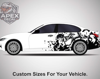 Attack Titan-autosticker, JDM-vinylsticker zijdeur, anime-monsterautowrap, universele autosticker, Shingeki no Kyojin-kleuren