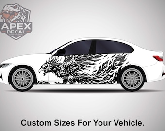 Phoenix auto sticker, JDM Eagle vinyl sticker voor auto's, Japanse Phoenix zijdeur livery, tribale vogel auto wrap, custom voertuigbelettering