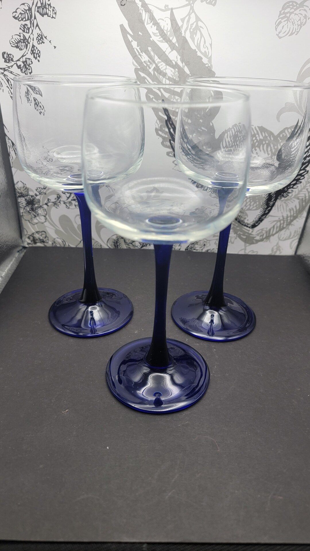 Royal Blue Stemmed Wine Glasses Cobalt Blue Wine Glasses Etsy