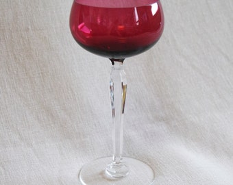 Val Saint Lambert crystal wine glass Saumur Vignes cut crystal glass vintage red wine glass Roemer pink red glass antique wine glass gift