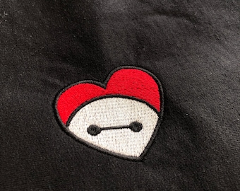 Robot Heart Embroidered Crewneck | Valentine's Day | Anime | TikTok | Custom Embroidery | Disney Embroidery