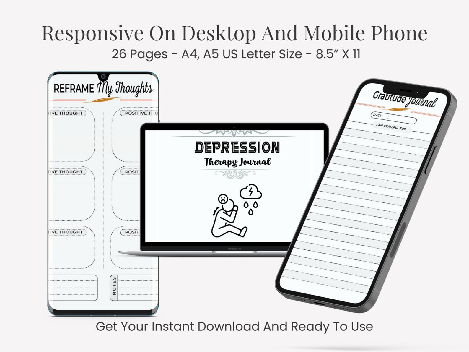 Depression Therapy Journal Bundle Printable Planner Planner Etsy