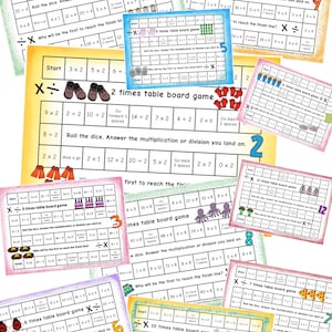 Times Tables Board Games Digital Download 2x to 12x