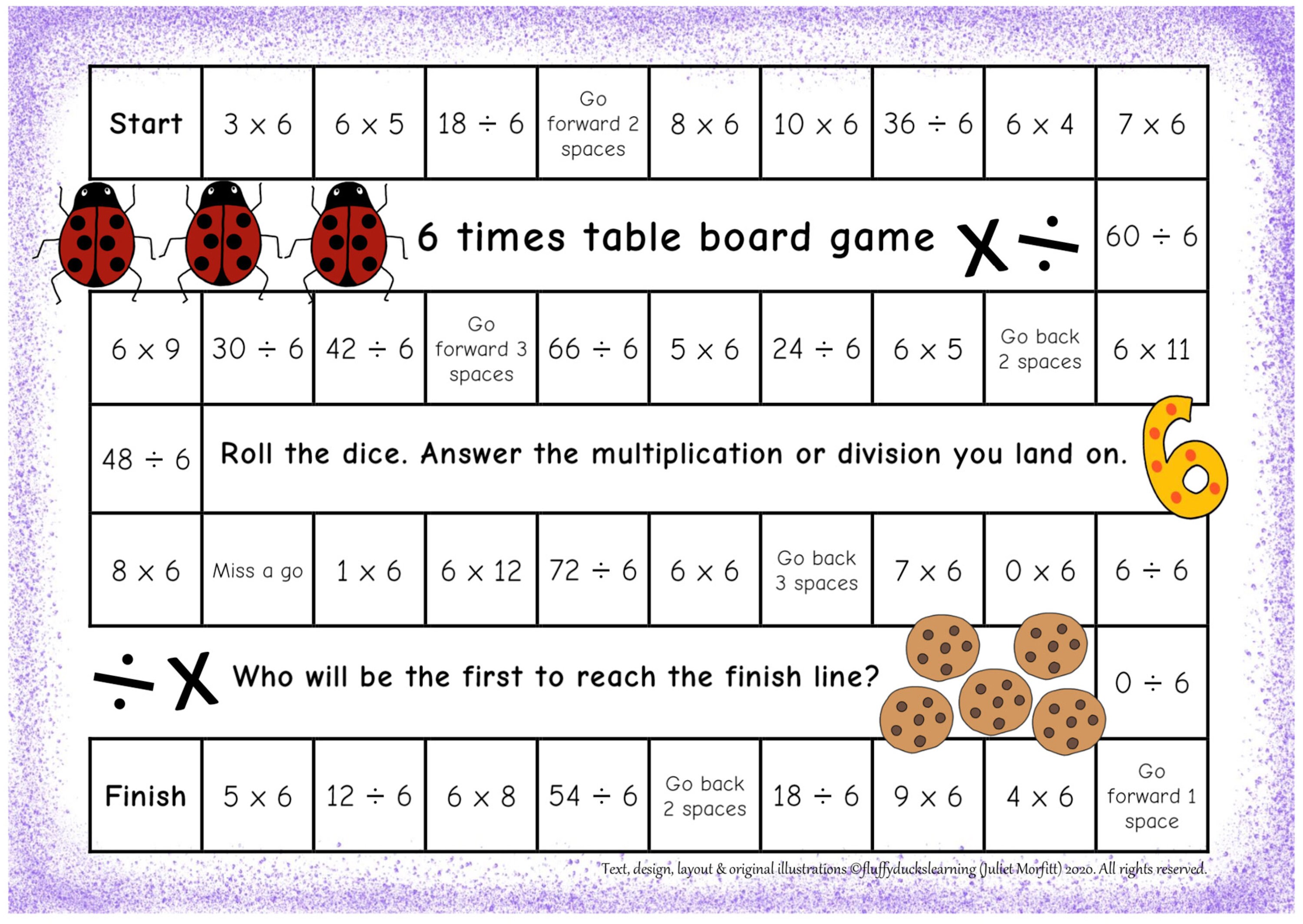 Times Tables Board Games 2x to 12x Laminated Set Etsy UK