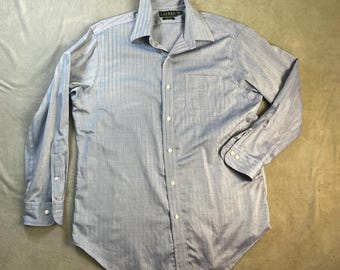 vtg RALPH LAUREN mens Dress Shirt Blue 16 32/33 Button cotton Long Sleeve