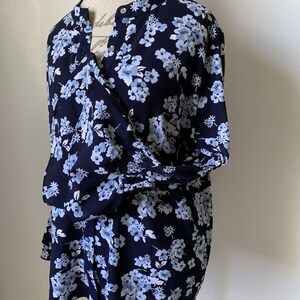 Vtg new MICHAEL KORS Blouse Blue womens Top clothes Tunic XL blouson Vintage dress shirt
