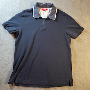 VTG GUESS Herren Poloshirt Golf Large Blau USA Luxus 1/4 Reißverschluss Kurzarm umweltfreundliche Frühlingskleidung Sommerhemden Vintage