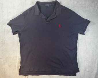 vtg RALPH LAUREN mens Polo Shirt blue red XL Luxury Button 100 cotton short Sleeve Vintage eco friendly spring clothing summer shirts