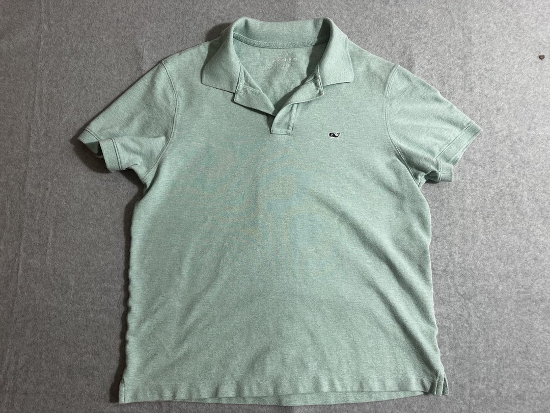 Wavlynn Mens Summer Cotton Button Polo Shirt With Vintage Green Print For Casual Everyday Wear