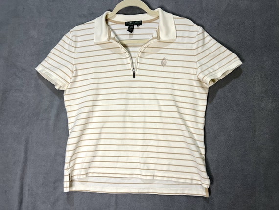 vtg RALPH LAUREN womens Polo Top White 100 cotton… - image 2