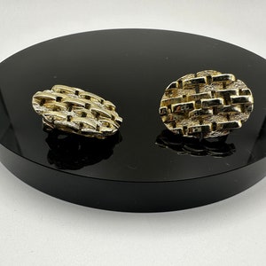 vtg Coro clip on earrings vintage statement costume jewelry minimalist yellow gold Art Deco retro clips best friend gift BFF sister grandma