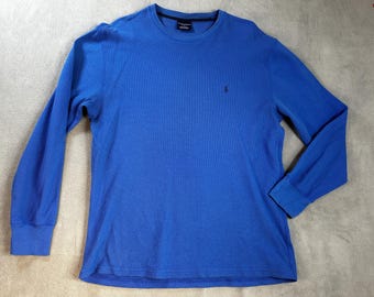 Suéter vintage RALPH LAUREN para hombre, azul, talla grande, de lujo, estilo pullover, de algodón, manga larga.