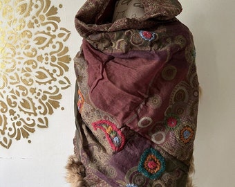 NEW Kashmiri shawl Pashmina Winter Scarf Boiled Wool Cashmere Wrap Knit hand made Large Embroidered scarves Wraps
