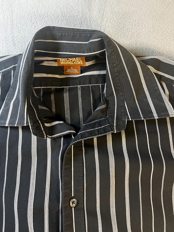 Vtg Michael Kors Mens Dress Shirt Black White Striped Luxury Button 100  Cotton Long Sleeve Vintage Eco Friendly Spring Clothing Summer - Etsy