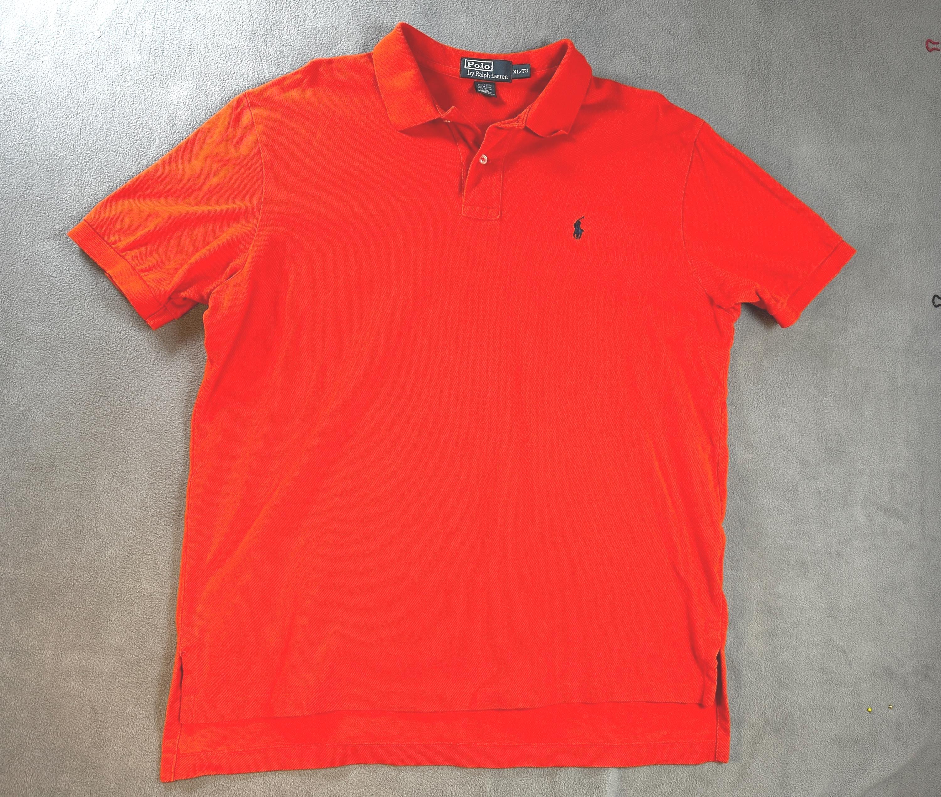 Vtg RALPH LAUREN Mens Polo Shirt Orange Extra Large Button 100 