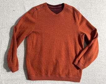 vtg TOMMY BAHAMA men sweatshirt Brown Large Pullover wool silk Jumper Long Sleeve sweater