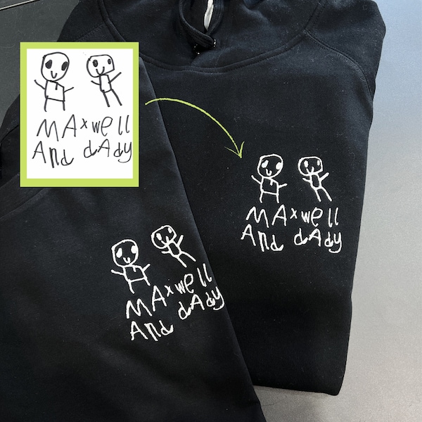 Geborduurde lijntekening hoodie | Gepersonaliseerde Jumper Verjaardag Valentijnsdag Verjaardag Vaders Moeders Dag Cadeau