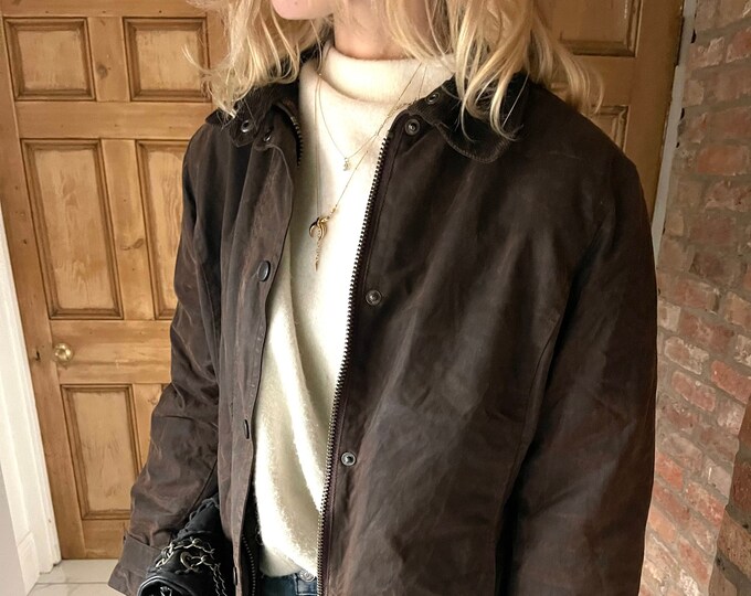 Vintage Ladies Barbour Jacket Brown Wax Jacket Size 14 3 Etsy