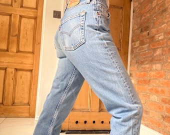 Jeans Levi's 501 vintage de los 90, azul desteñido, lavado claro/medio, talla W27, L28