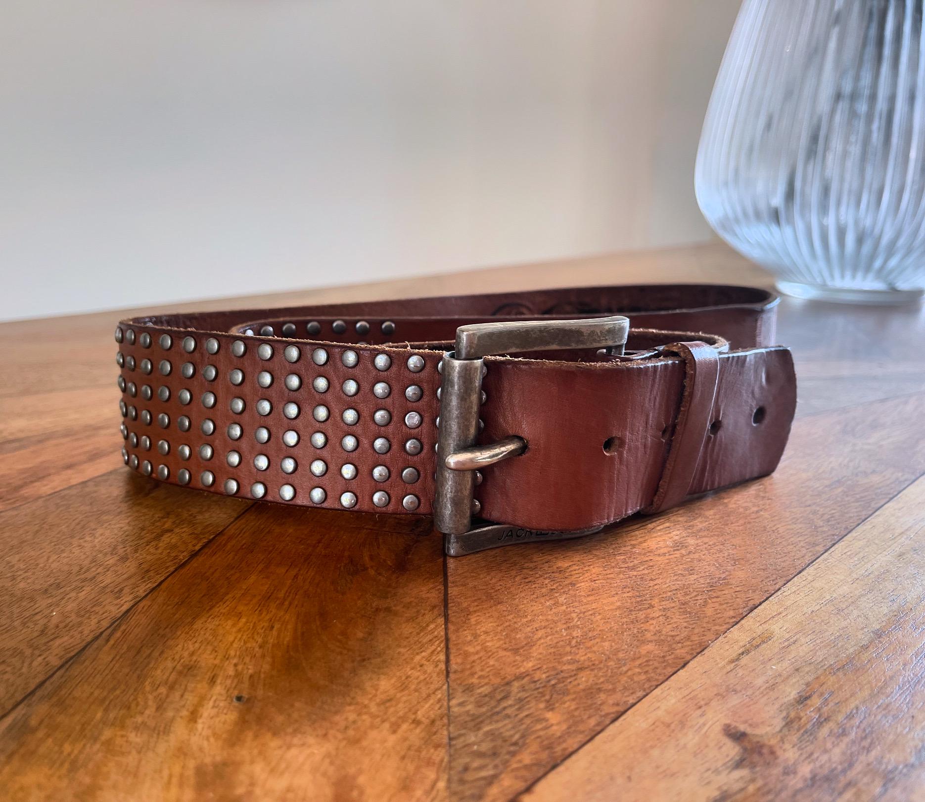 00s Y2K Cowgirl Vintage Stud Leather Buckle Belt , Western
